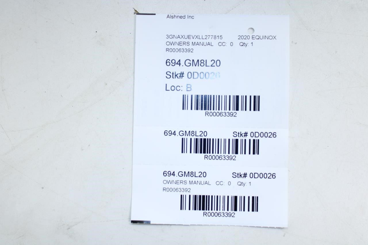 2020 Chevrolet Equinox Owners Manual Set 84314745 84234291 OEM - Alshned Auto Parts