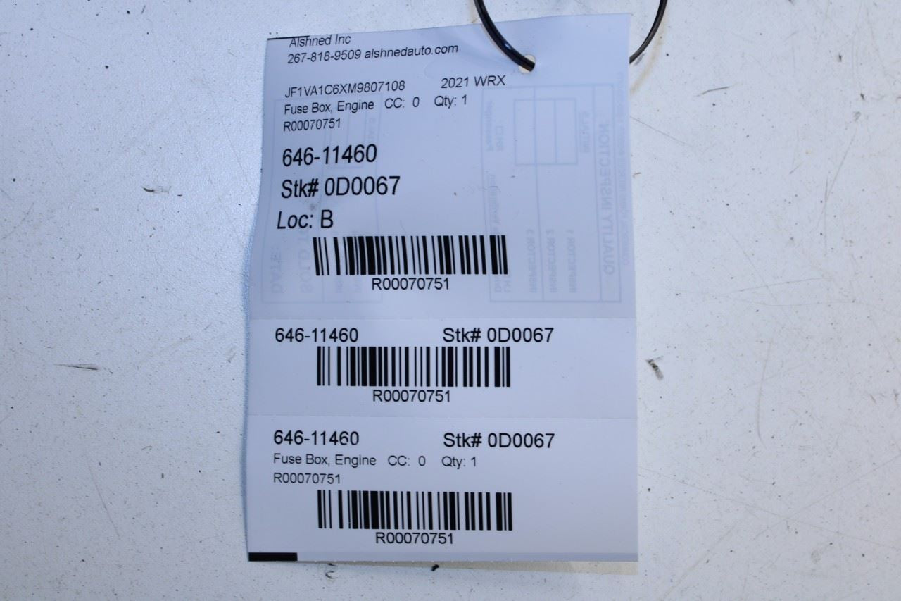 2015-2021 Subaru WRX Premium 2.0L AWD Engine Bay Fuse Relay Box 82243AG010 OEM - Alshned Auto Parts