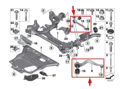 15-16 BMW 435i AWD Front Right Forward and Rearward Control Arm Set 31126854728 - Alshned Auto Parts