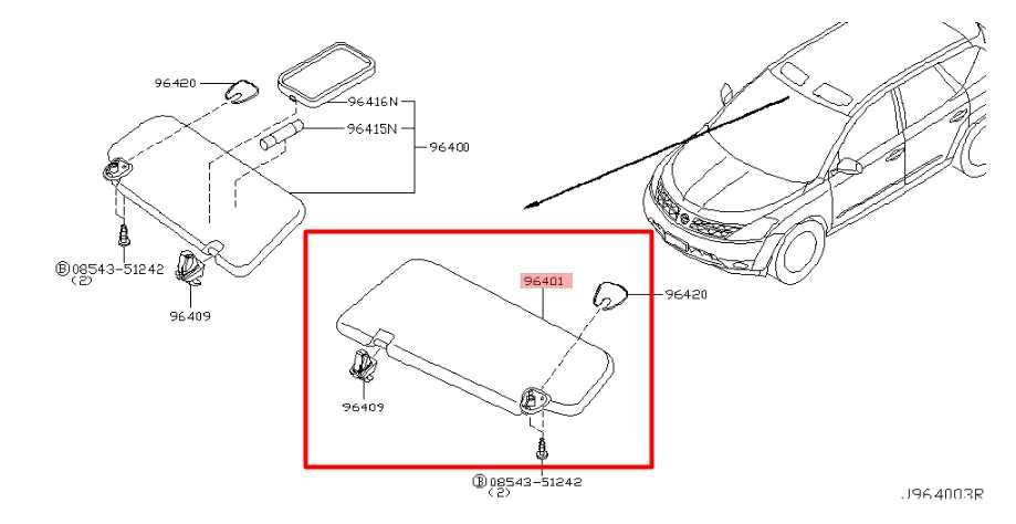 2005-07 Nissan Murano SL Front Driver Left Side Sun Visor w/ Illuminated Mirror - Alshned Auto Parts