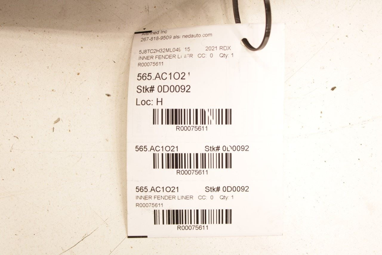 19-25 Acura RDX SH-AWD Rear Right Passenger Side Wheelhouse Liner Splash Shield - Alshned Auto Parts