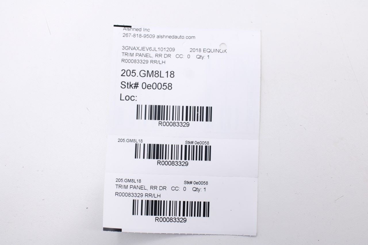 2018-2024 Chevrolet Equinox LT Rear Left Side Door Trim Panel 85573871 OEM - Alshned Auto Parts