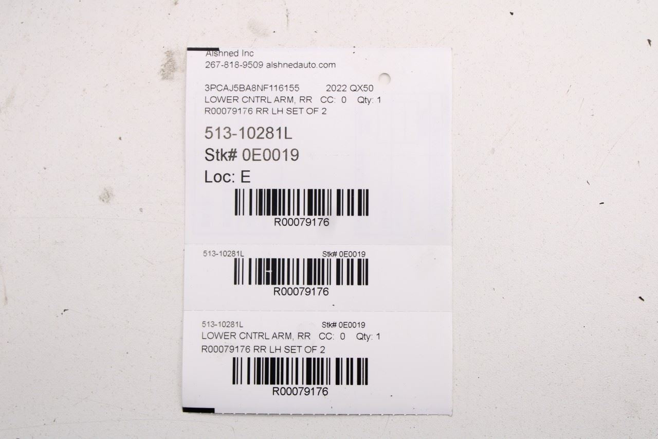 19-25 Infiniti QX50 Luxe 2.0L FWD Rear Left Side Lower and Upper Control Arm Set - Alshned Auto Parts
