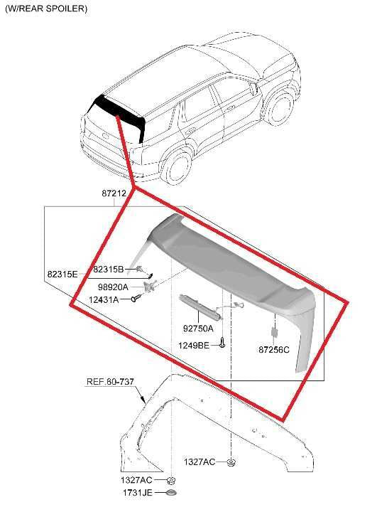 2020-22 Hyundai Palisade Limited AWD Liftgate Molding Panel Spoiler 87210-S80001
