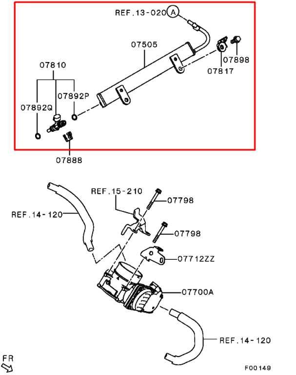 2012-24 Mitsubishi Outlander Sport SE 2.0L 4WD Fuel Rail Ramp w/ Fuel Injectors1
