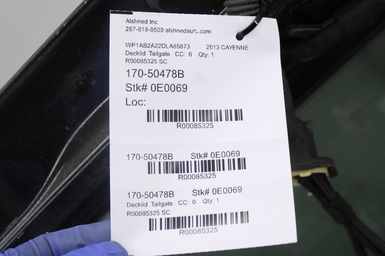 2011-14 Porsche Cayenne S Liftgate Back Door Shell Panel w/ Glass 95851201107GRV23