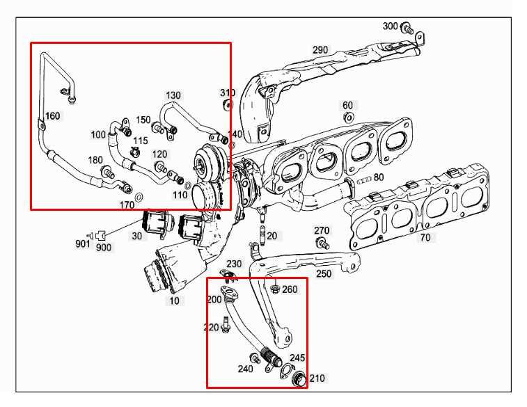15-18 Mercedes-Benz C300 2.0L Turbocharger Oil and Water Feed Hose Line Set of 4 - Alshned Auto Parts