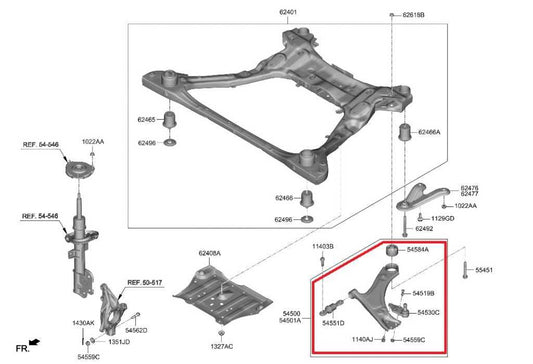 2021-2023 Hyundai Santa Fe SEL AWD Front Right Lower Control Arm 54501-S1AA0 OEM - Alshned Auto Parts