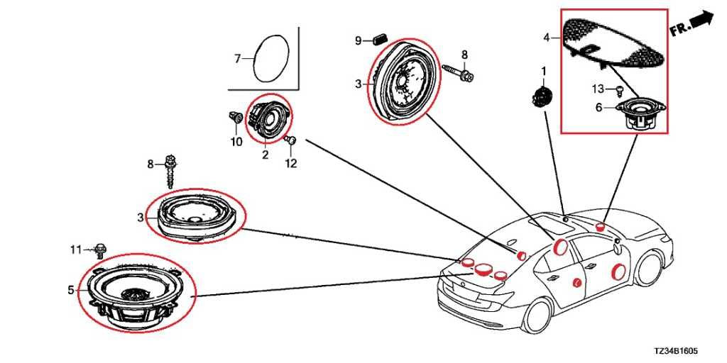 2015-20 Acura TLX Tech Front and Rear Right and Left Door Speaker 39120-TZ5-A011
