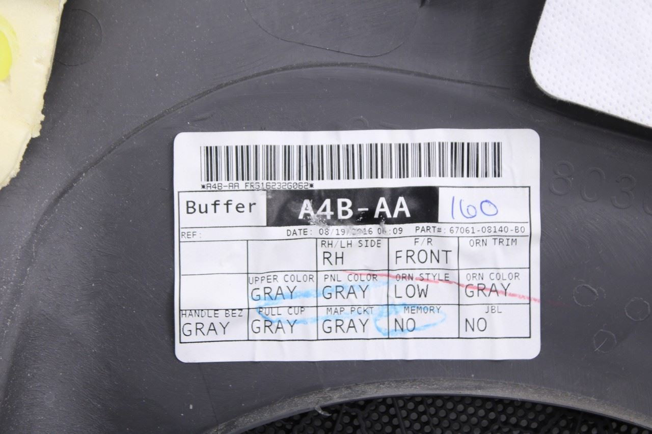 2015-2017 Toyota Sienna LE Front Right Side Door Trim Panel 67061-08140-B0 OEM - Alshned Auto Parts