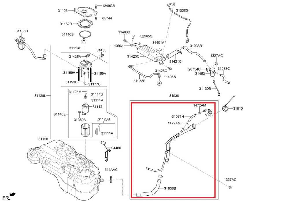 2016-2022 Kia Sportage Nightfall 2.4L Fuel Filler Neck Hose Tube Pipe 31030D95001