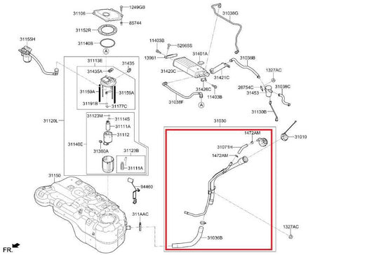 2016-2022 Kia Sportage Nightfall 2.4L Fuel Filler Neck Hose Tube Pipe 31030D9500 - Alshned Auto Parts