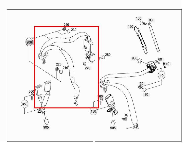 2010-16 Mercedes-Benz E350 Luxury 4Matic Rear Center 2nd Row Seat Belt Retractor1