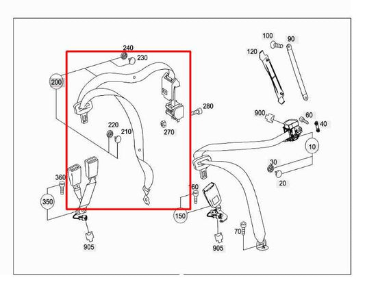 2010-16 Mercedes-Benz E350 Luxury 4Matic Rear Center 2nd Row Seat Belt Retractor - Alshned Auto Parts