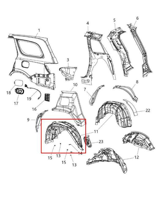 12-21 Jeep Grand Cherokee Summit Rear Right Wheelhouse Liner Splash Shield *ReaD - Alshned Auto Parts