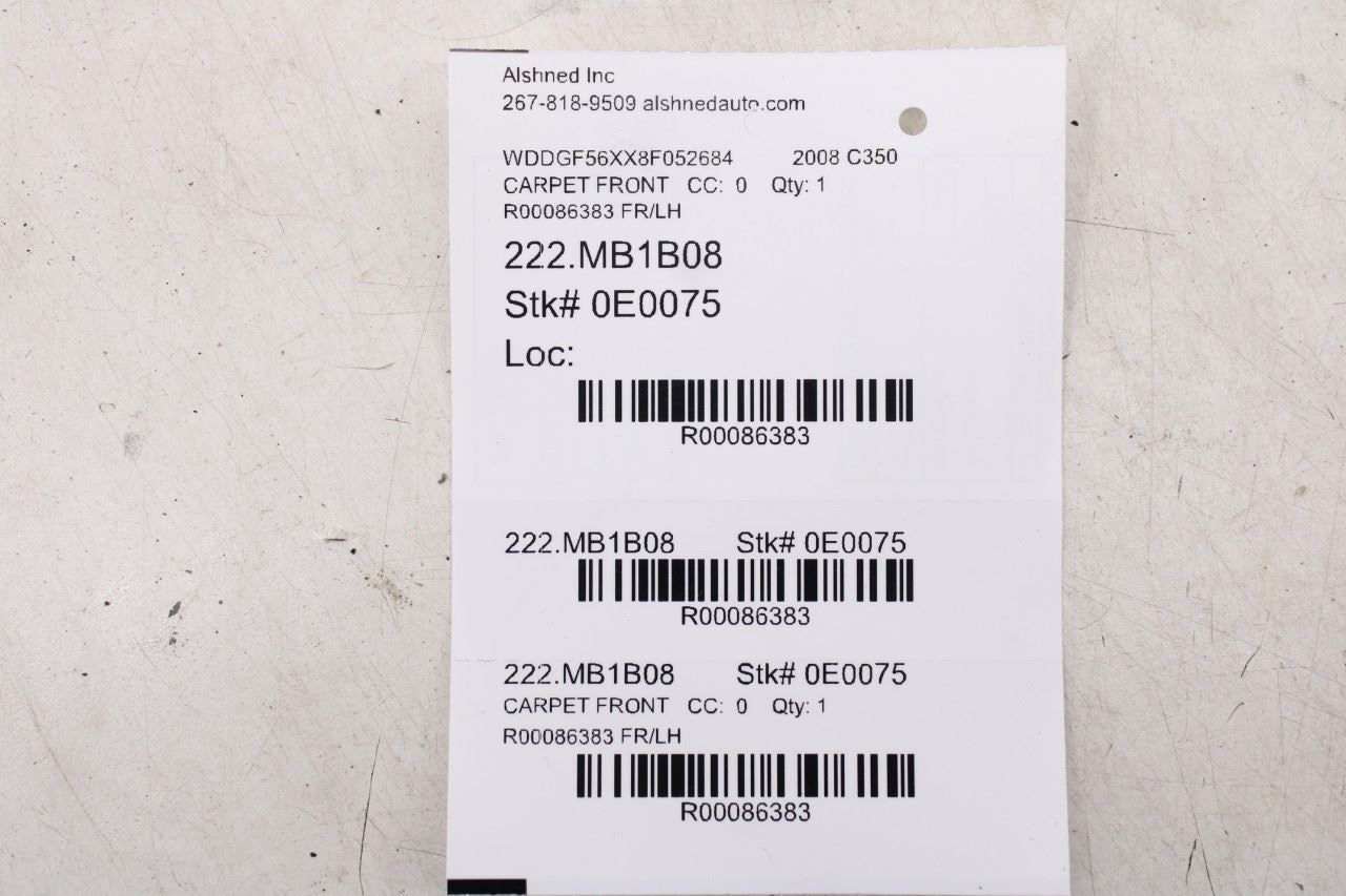 2008-11 Mercedes-Benz C350 Sport 3.5L Front Driver Left Side Floor Carpet Liner - Alshned Auto Parts