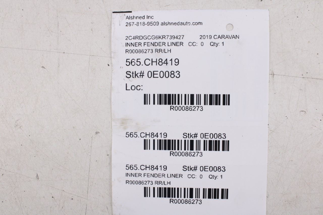 2008-2020 Dodge Grand Caravan SXT Rear Left Side Wheelhouse Liner Splash Shield - Alshned Auto Parts