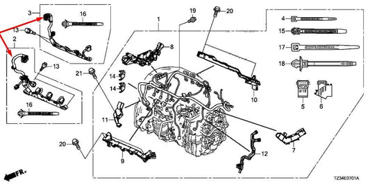15-20 Acura TLX Tech 3.5L Front w/ Rear Fuel Injector Wire Harness 32112-R9P-A50 - Alshned Auto Parts