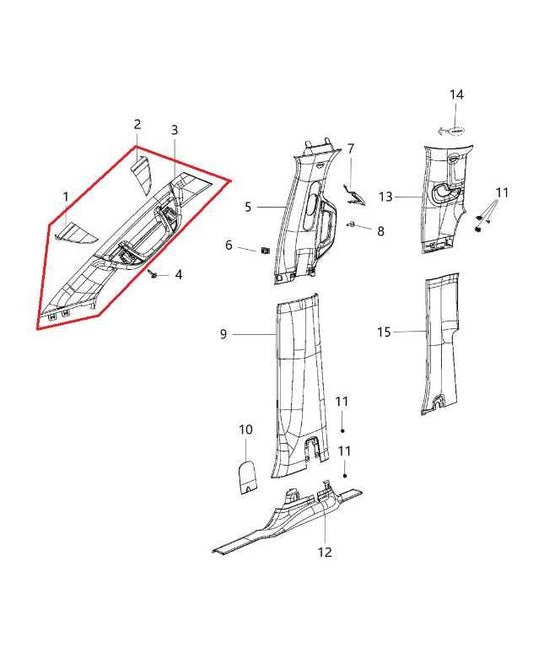 2019-25 RAM 1500 Big Horn Front Left Windshield A-Pillar Molding Trim 6BN45TX7AH - Alshned Auto Parts