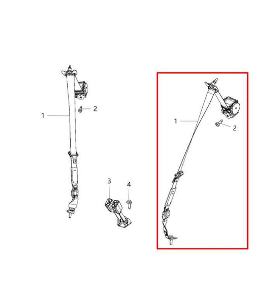 2014-18 Dodge Durango SXT Rear Left Side 3rd Row Seat Belt Retractor 5ME45DX9AC - Alshned Auto Parts
