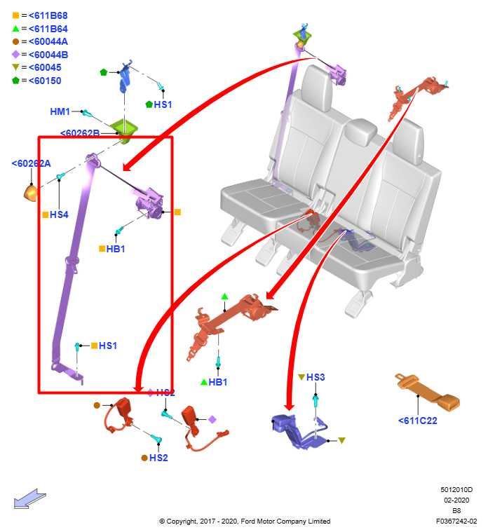 22-24 Ford Expedition MAX XLT Rear Passenger RH Side 3rd Row Seat Belt Retractor - Alshned Auto Parts