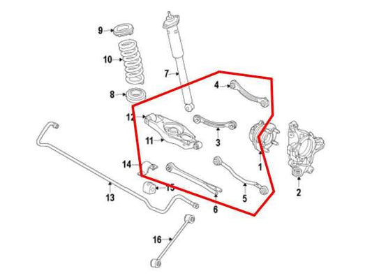 06-23 Dodge Charger GT AWD Rear Suspension Driver Left Side Control Arm Set of 5 - Alshned Auto Parts
