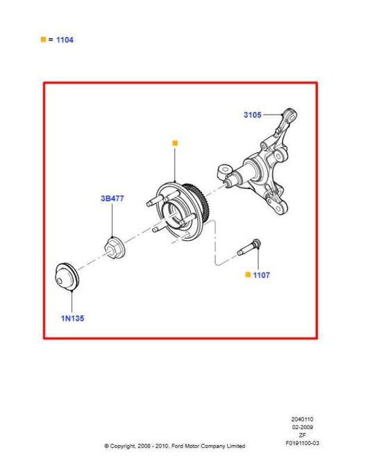 10-14 Ford Mustang Premium Conv V6 4.0L RWD Front Right Side Spindle Knuckle Hub - Alshned Auto Parts