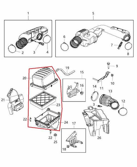 2011-21 Jeep Grand Cherokee Summit 5.7L Intake Air Cleaner Filter Box 68022162AC - Alshned Auto Parts