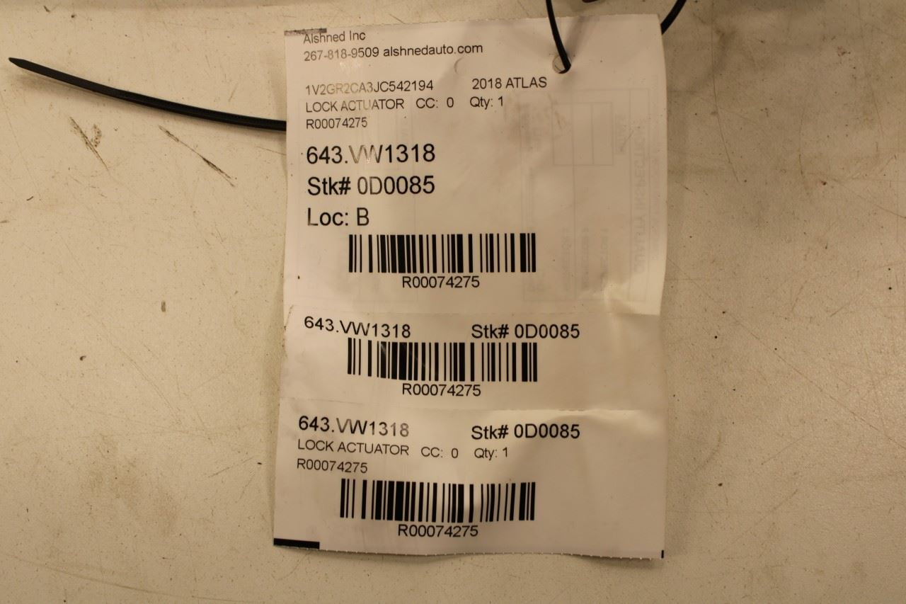 2018-2024 Volkswagen Atlas S Rear Right Door Lock Latch Actuator 5K4-839-016-AH - Alshned Auto Parts