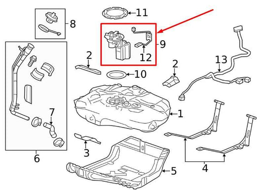 2011-2016 Chevrolet Cruze 1.4L Fuel Pump Assembly 13510671 OEM - Alshned Auto Parts