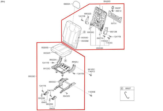 21-23 Kia Sorento X-Line SX Prestige 2.5L Rear Right Side 3rd Row Seat Complete - Alshned Auto Parts