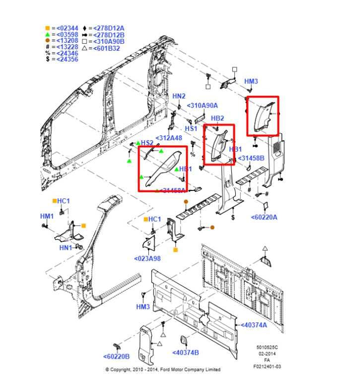 2011-16 Ford F250 Interior RH and LH A/B/C Pillars and Door Sill Trim Set *ReaD* - Alshned Auto Parts