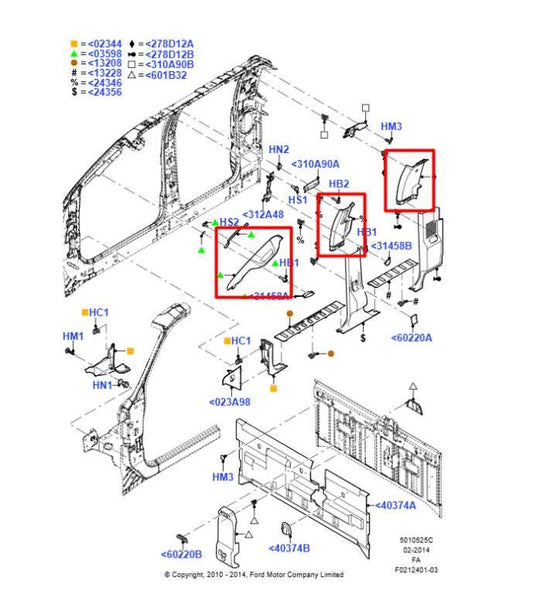 2011-16 Ford F250 Interior RH and LH A/B/C Pillars and Door Sill Trim Set *ReaD* - Alshned Auto Parts