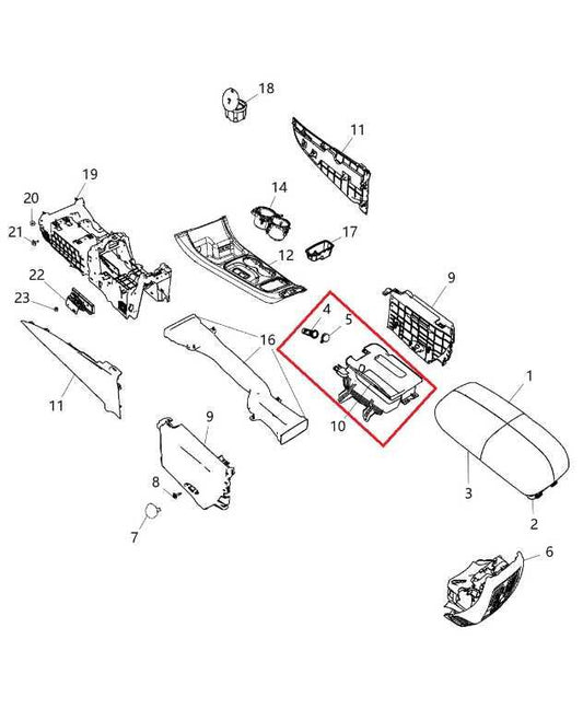 2014-2021 Jeep Grand Cherokee Center Console Under Armrest Split Bin 68212884AA - Alshned Auto Parts