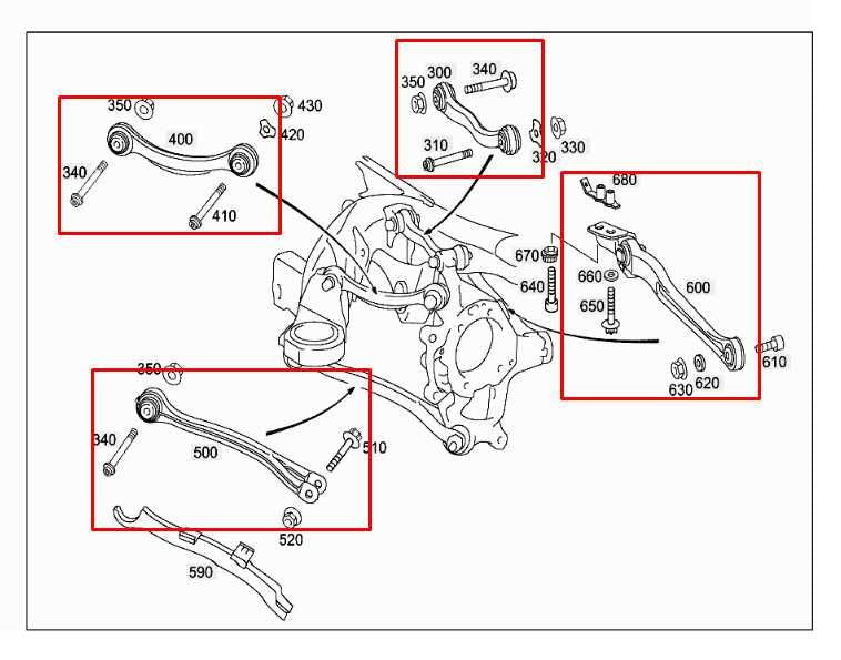 2003-2006 Mercedes-Benz E500 RWD Rear Suspension Right Side Control Arm Set of 52