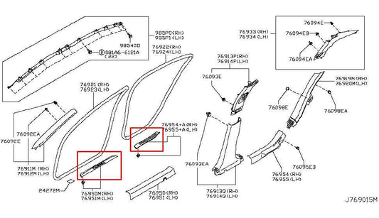 15-20 Infiniti Q50 Premium FR and RR RH and LH Door Sill Scuff Kick Plate Set - Alshned Auto Parts