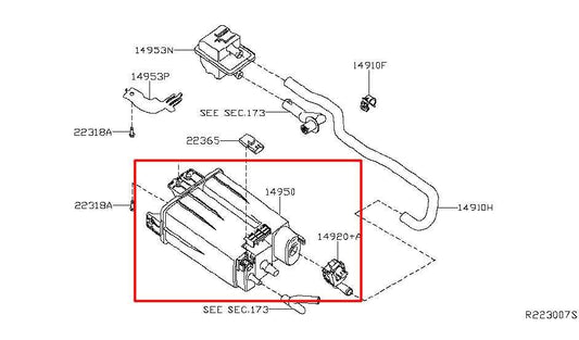 2003-2018 Nissan Altima 2.5L Fuel Vapor Evaporator Emission Canister 14950-7Y00A - Alshned Auto Parts