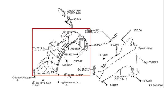2013-2019 Nissan Sentra SV Front Left Driver Side Wheelhouse Liner Splash Shield - Alshned Auto Parts
