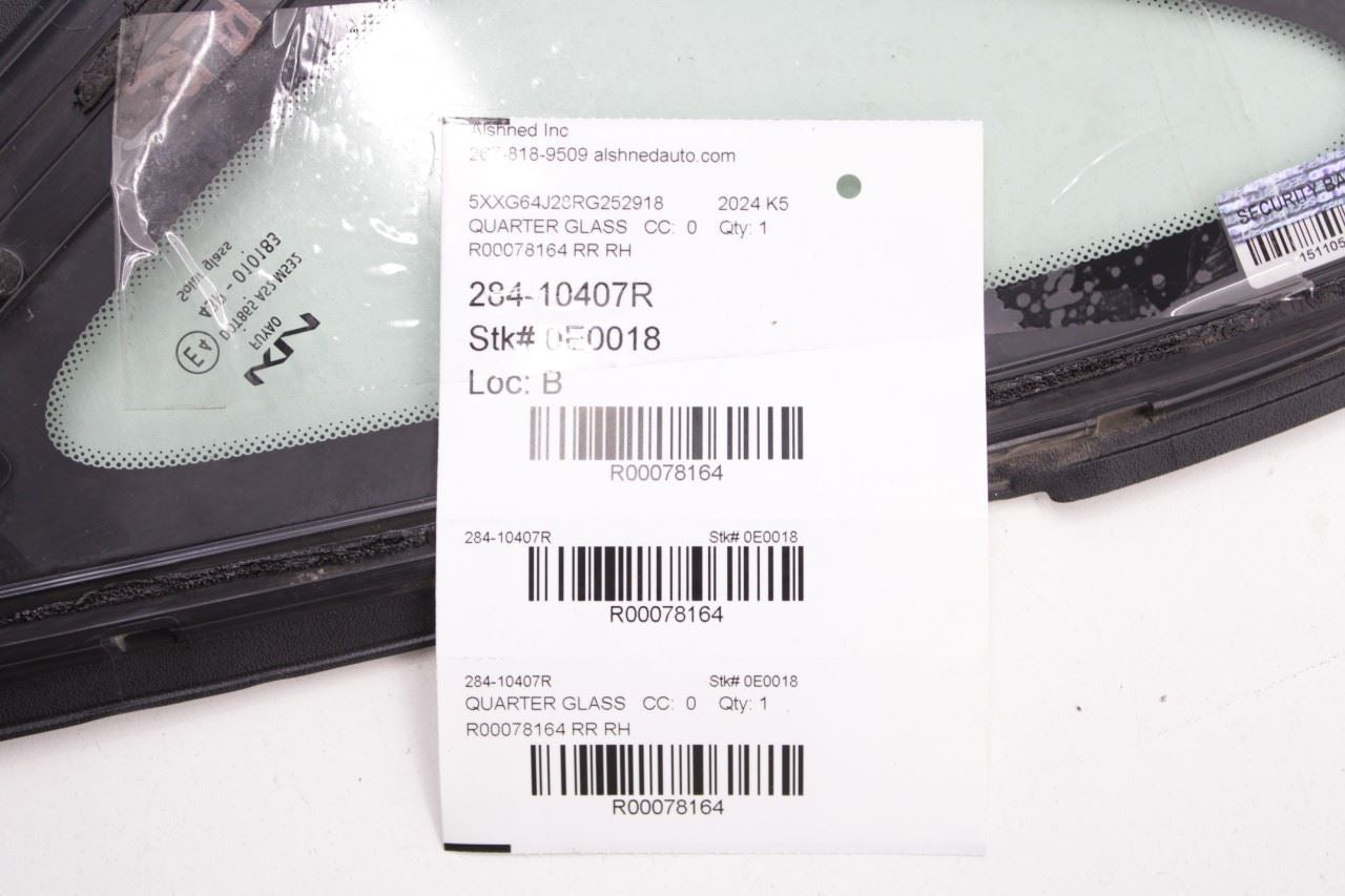 21-24 Kia K5 GT-Line Rear Right Passenger Side Quarter Window Glass 87820-L3100 - Alshned Auto Parts