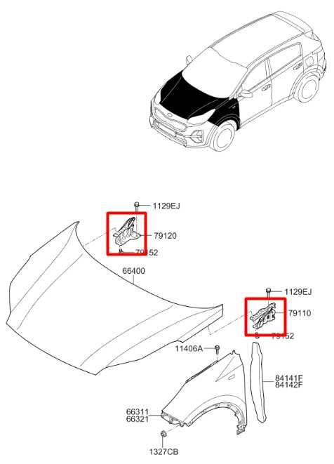 2016-2022 KIA Sportage Nightfall Front Right and Left Driver Side Hood Hinge Set1
