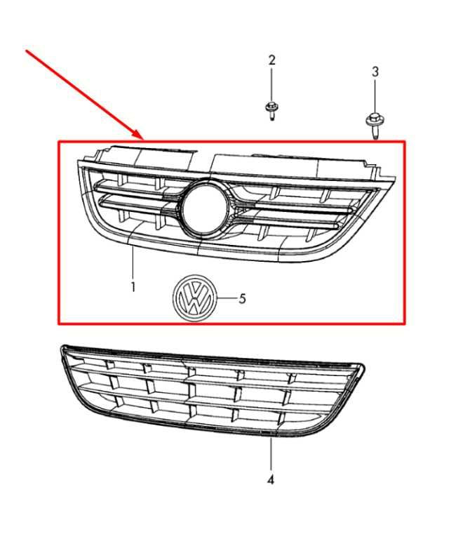 2009-2014 Volkswagen Routan Front Upper Bumper Grille 7B0853653B OEM - Alshned Auto Parts