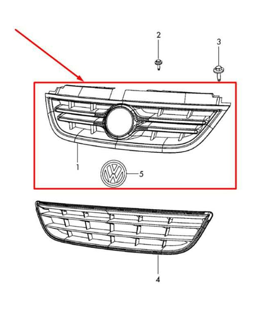 2009-2014 Volkswagen Routan Front Upper Bumper Grille 7B0853653B OEM - Alshned Auto Parts