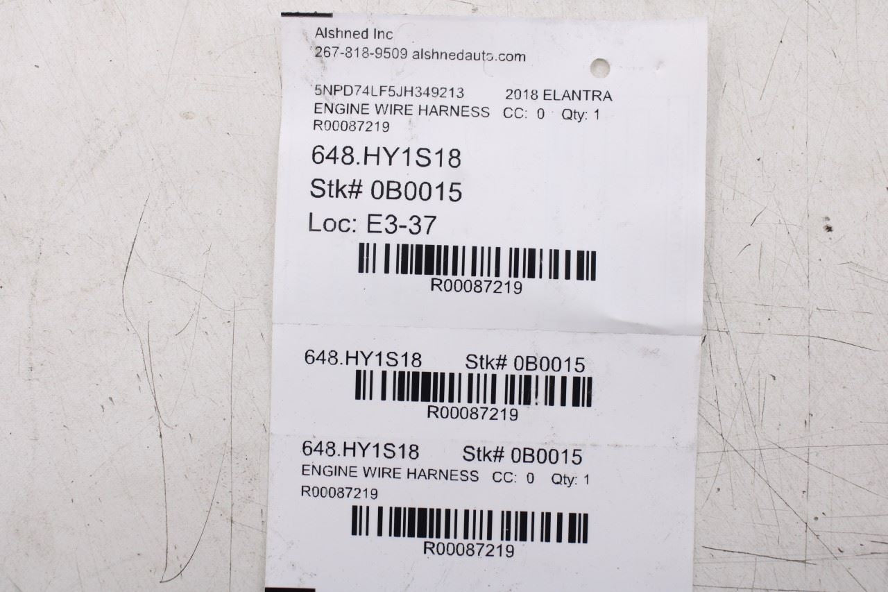 2016-2018 Hyundai Elantra 2.0L Engine Wire Wiring Harness 91430-F3205 OEM14