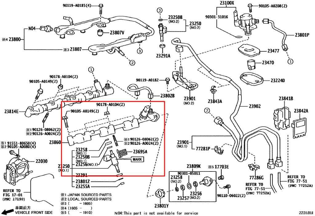 2015-2023 Toyota Tacoma SR5 Double Cab 3.5L Left Side Lower Fuel Delivery Rail1