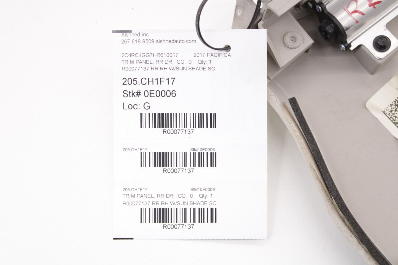 17-24 Chrysler Pacifica Limited Rear Right Sliding Door Trim Panel with Sunshade - Alshned Auto Parts