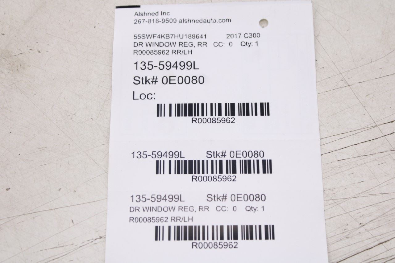 15-21 Mercedes-Benz C300 4Matic RR LH Door Window Regulator w/ Carrier and Motor20