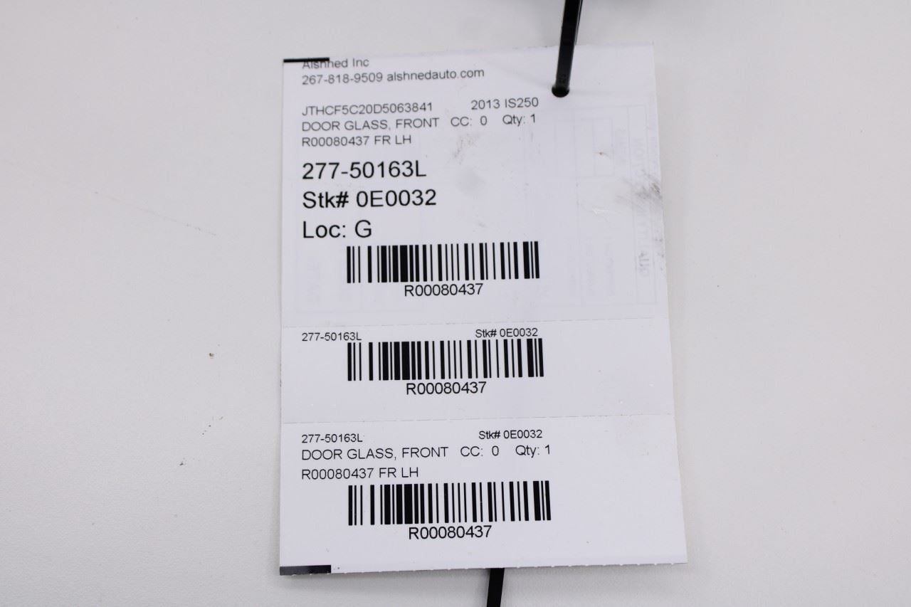 2006-2013 Lexus IS250 Front Left Driver Side Door Window Glass 68102-53053 OEM - Alshned Auto Parts