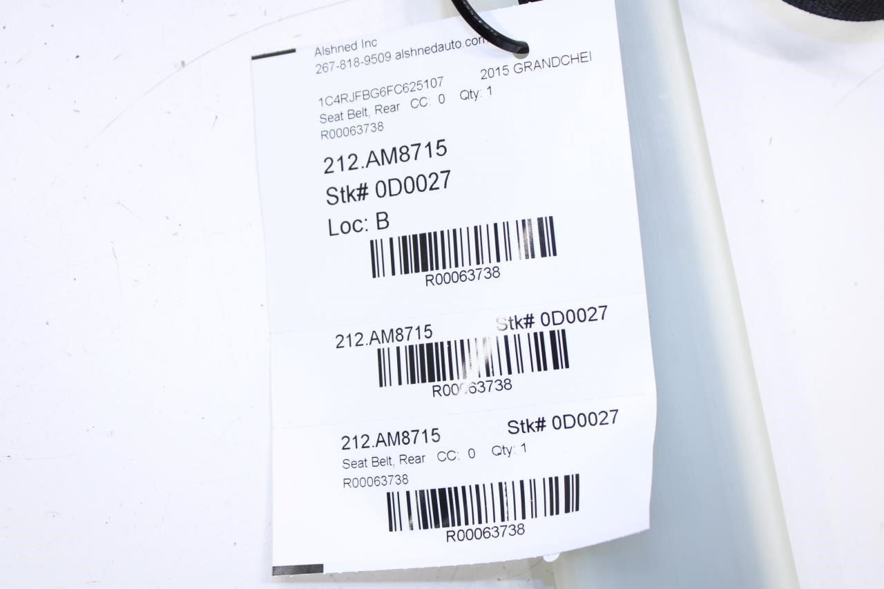 14-18 Jeep Grand Cherokee Rear Center 2nd Row Seat Belt Retractor 5ME35DX9AA OEM - Alshned Auto Parts