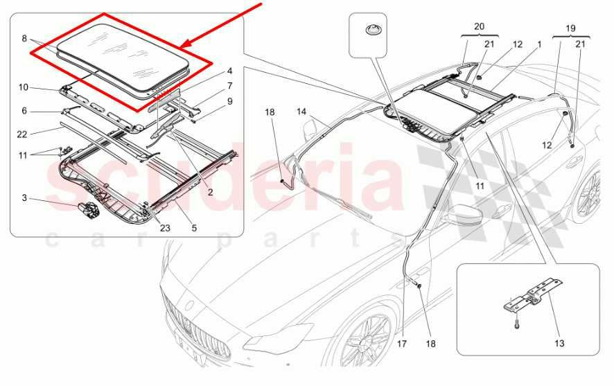 2014-2020 Maserati Ghibli S Q4 Roof Sunroof Window Glass 673009009 OEM - Alshned Auto Parts
