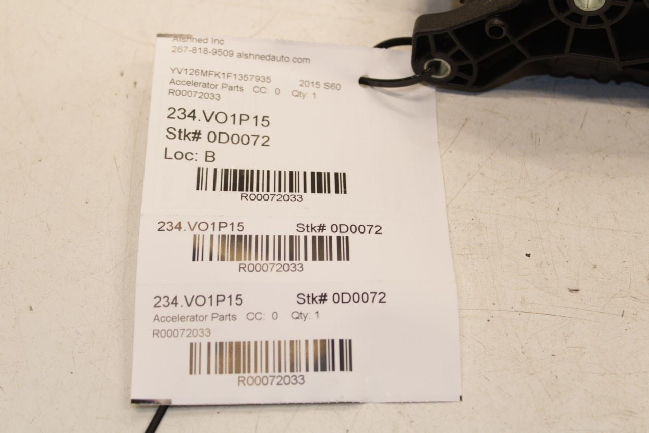2015-16 Volvo S60 T5 Premier 2.0L Accelerator Throttle Gas Pedal Sensor 31329062 - Alshned Auto Parts